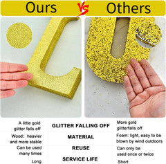 8 Inch Gold Glitter Letter M Table Centerpiece A-Z Gold Birthday Party Decoratio
