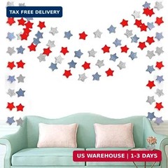 6 Pack Patriotic Star Streamers Garland Red White Blue Bunting Banner Paper Hang