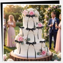 30 Pack Bow Cake Toppers Black Ribbon Bows for Cake Bow Cupcake Toppers Back to