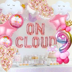 On Cloud 9 ROSE GOLD Balloons Banner On Cloud Nine Birthday Party Decorations…