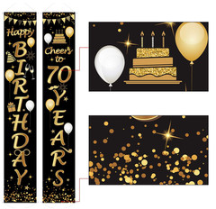 BUNDLE OF 2= 4 Pieces 70th Birthday Party Decorations Cheers 70 x 12 inches,