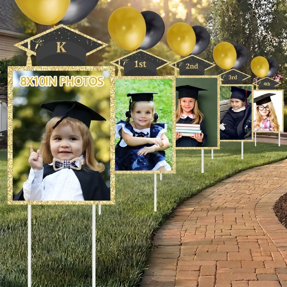 13 Pcs Glitter Graduation Yard Signs with Stakes, Class of 2026 Outdoor Decor, P