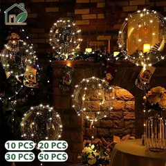 10-50PCS LED Balloons Transparent Bubble Bobo w/Warm White Lights Party Decor