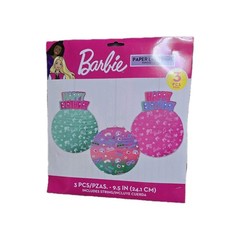 Barbie Decor Party Happy Birthday Dream Paper Lantern Set Of 3 Sz 9.5″ NEW