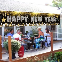 Happy New Year Banner Yard Sign Backdrop for Home New Years Eve Party Decoration