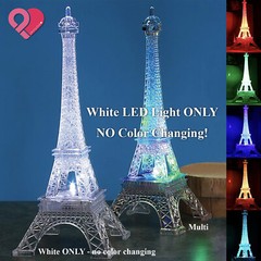 WHITE LED Acrylic Eiffel Tower Night Light Wedding Party Centerpiece Cake Topper