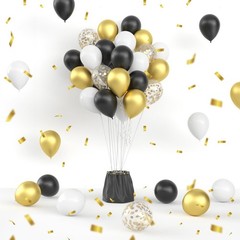 Black Gold Balloons – 12 Inch Metallic Gold Black White Confetti Balloons New…