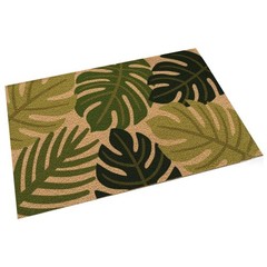 Coconut Coir Mat with Tropical Aesthetic Non Slip for Indoor Outdoor Use