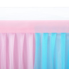 6ft Pink and Blue Table Skirt for Gender Reveal Tulle Tutu Table Cloths Cover…