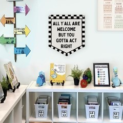 Checkered Classroom Decor Welcome Sign Banner,