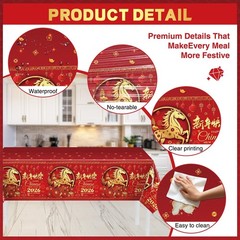 3Pcs Chinese New Year Decorations Tablecloth 2026, 108 * 54 Inch Lunar New Year