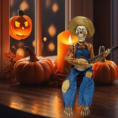 Halloween Banjo Playing Skeletons Decorations Outdoor/Indoor Halloween Decors