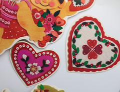 10-piece Set Valentines Diecut Cutouts 1979 Current Vintage Decoration Felt-Look