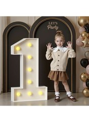 3FT White Marquee Light Up Number 1 For Parties, Celebrations