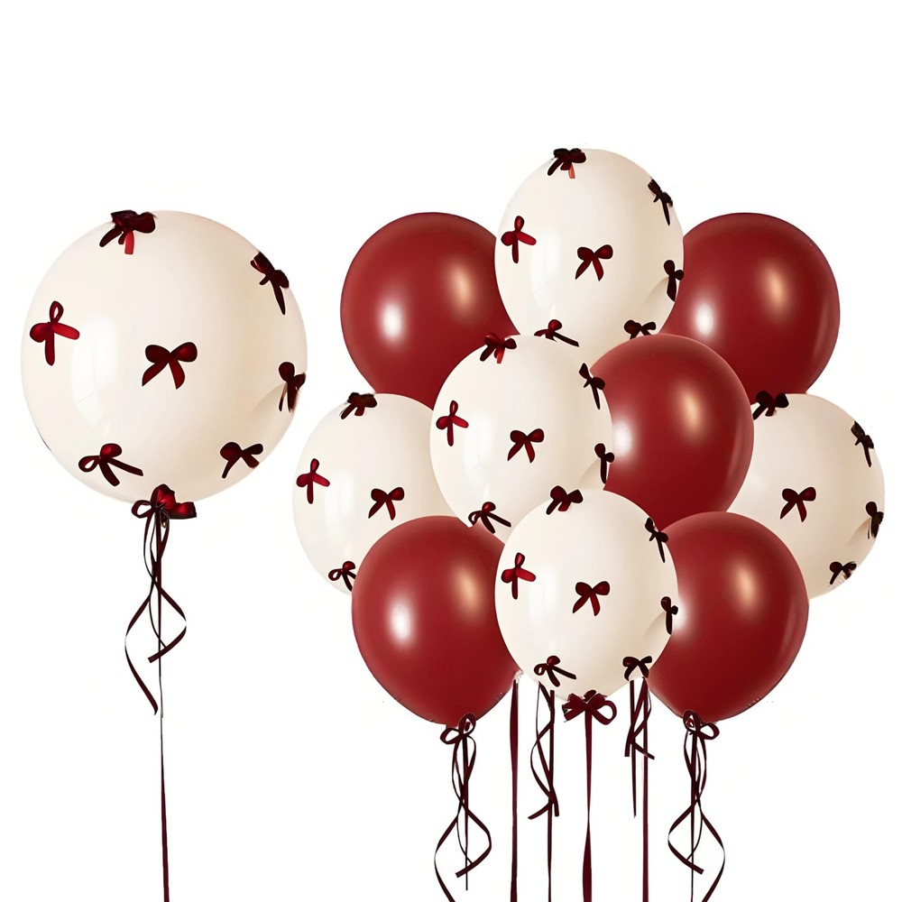 Red Bow Party Decorations Wine Red Bow Balloons BoBo Balloons for Coquette Bo…