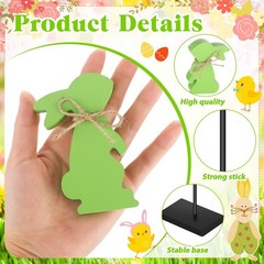 Cute Wooden Bunny Egg Rabbit Easter Standing Tabletop Decoration Block Sign