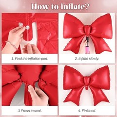 Bow Balloons 38 Inch, Giant Bowknot Foil Mylar Coquette Party 38inch Red