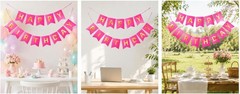 Elegant Pure Roseo Happy Birthday Banner – 13 Durable Flags with Sparkle
