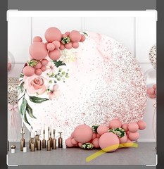 6.5×6.5ft Pink Rose Gold Round Backdrop Cover Blush Pink Floral Rose Gold…