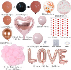 Anniversary Decorations for Bedroom, Valentines Day Balloons Kit Rose Gold Heart
