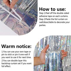 2 Packs Foil Fringe Curtain Backdrop | Party Decoration | Birthday Photo Booth