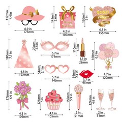 Birthday Decorations 33PCS Photo Booth Props Rose Gold Party Women Glitter