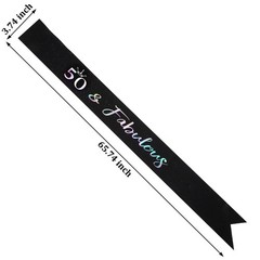 Black 50 & Fabulous 50th Birthday Sash Women Party Decorations Gift For Her