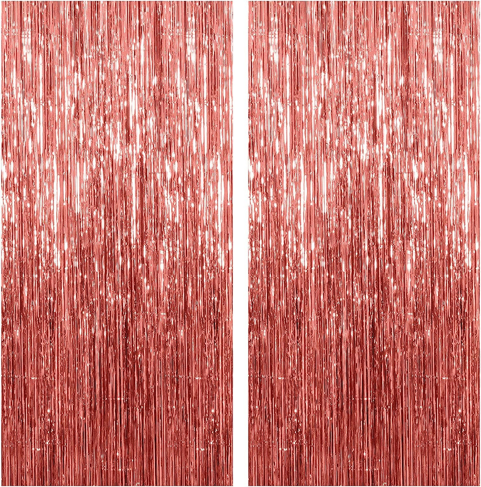 2 Pack Rose Gold Backdrop Birthday Decorations Foil Curtain Bachelorette Party D