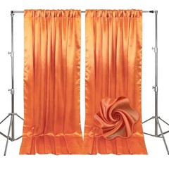 10ft x 10ft Backdrop Curtains for Parties, Fabric Satin Orange Yellow