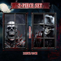 Halloween Decorations Blood Skeletons Scary Horror Window Poster 2PCS 32″ X 47″