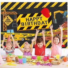 Construction Themed Birthday Party Decorations, Digger Dump Truck Backdrop Ta…