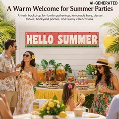 Summer Decoration Banner for Home, Hello Summer Porch Decor with Watermelon T…