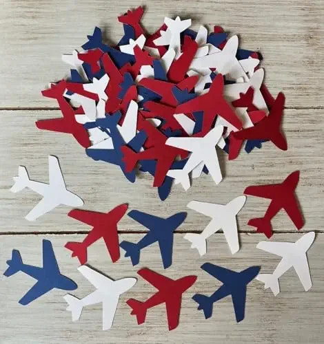 Airplane Cutouts Patriotic Aviation Party Decorations USA Birthday Party 50 pc