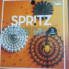 Target Spritz Halloween Rear-Seasonal 3 Paper Fans hanging decoration, Spider…