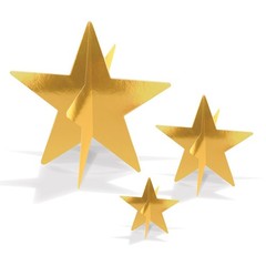 Beistle 3-D Foil Star Centerpieces – Gold – New Years | Party Supply