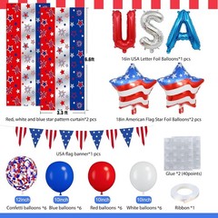 Red White and Blue Balloons Party Decorations with Patriotic Theme Foil Fring…