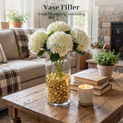 DomeStar 150PCS Gold Acrylic Ice Rocks – Faux Gems Nuggets Vase Fillers Pot o…