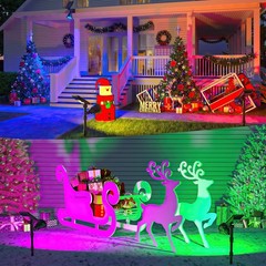 JSOT 2 Pack Christmas Solar Spotlights, RGB Solar Spot Light Outdoor Waterpro…
