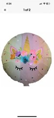 6pcs Unicorn Large Foil Balloon Set «2nd» Birthday Party Decoration Read Descrip