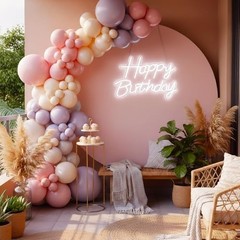 Happy Birthday Neon Sign for Backdrop, LED Happy Birthday Light Up Sign, White