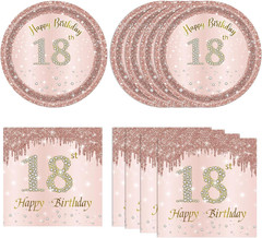 40PCS 18Th Birthday Decorations for Girls Rose Gold Birthday Party Decorations S