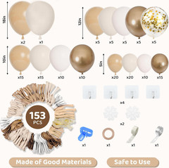 Amandir 153Pcs White Sand Balloon Garland Arch Kit, Different Sizes 18 12 10 5 I