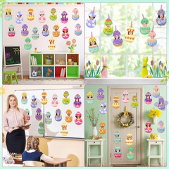 48 Pcs Easter Egg Cutouts Spring Theme Paper Cuts Bulletin Board Decoration