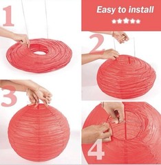 9pcs 10″ Round Hanging Paper Lanterns Pink, Yellow & Purple – A0012