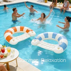 2 Pack Pool Chairs with Cup Holders-Inflatable Pool Floats for Adult,Blow up …