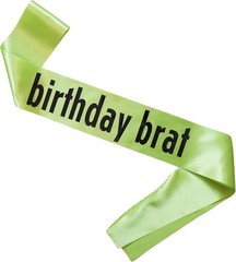Decorit Birthday Brat Sash, Themed, 365 Party Girl Green