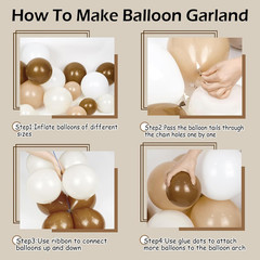 140Pcs Netural Balloon Garland Arch Kit, 5 10 12 18Inch Brown Beige Nude Tan Bal