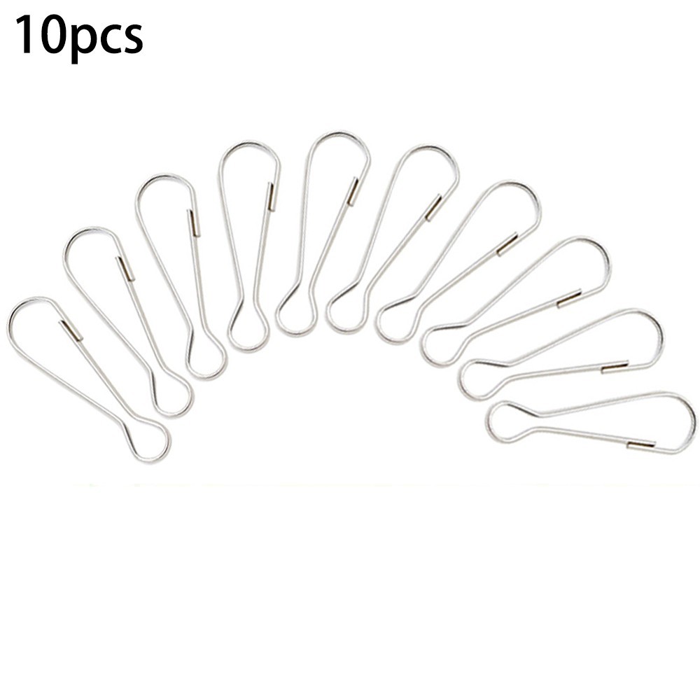 10 Pcs Stainless Steel Flag Pole Clips Keychains Curtains Clip Fixed Buckle