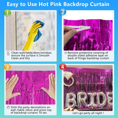2 Pack Hot Pink Backdrop Party Decorations Tinsel Foil Fringe Curtain Backdrop S