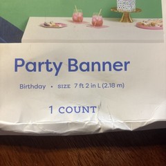 Spritz Happy Birthday Party Banner White Gold 86″ New Damaged Box